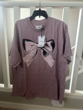 Coach Dusty Mauve Bow Graphic Short Sleeve Tee
